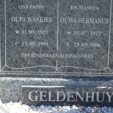 GELDENHUYS Oupa Wankies 1927-1995 &amp; Ouma Hermanus 1927-2006
