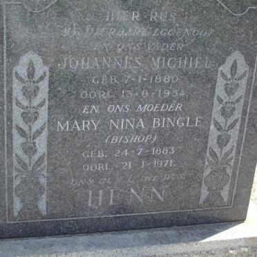 HENN Johannes Michiel 1880-1954 &amp; Mary Nina Bingle BISHOP 1883-1971
