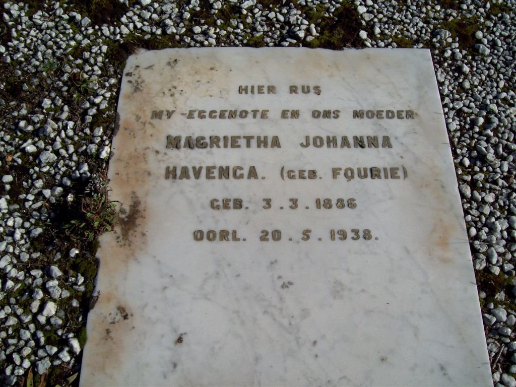 HAVENGA Magrietha Johanna nee FOURIE 1886-1938