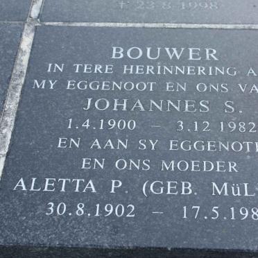 BOUWER Johannes S. 1900-1982 &amp; Aletta MULLER 1902-1984