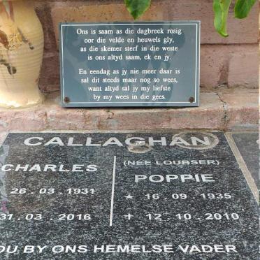 CALLAGHAN Charles 1931-2016 &amp; Poppie LOUBSER 1935-2010