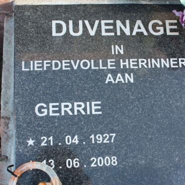 DUVENAGE Gerrie 1927-2008