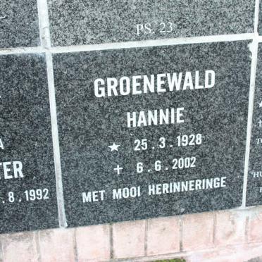 GROENEWALD Hannie 1928-2002