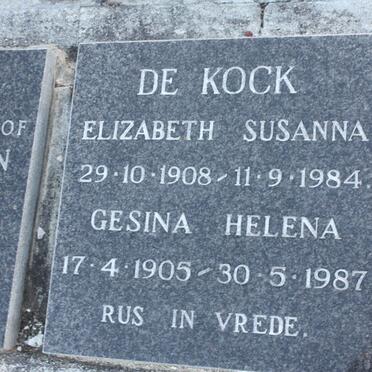 KOCK Gesina Helena, de 1905-1987 :: DE KOCK Elizabeth Susanna 1908-1984