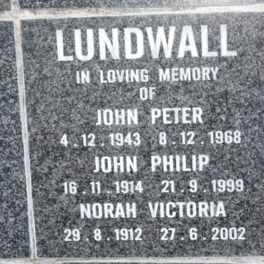 LUNDWALL John Philip 1914-1999 &amp; Norah Victoria 1912-2002 :: LUNDWALL John Peter 1943-1968