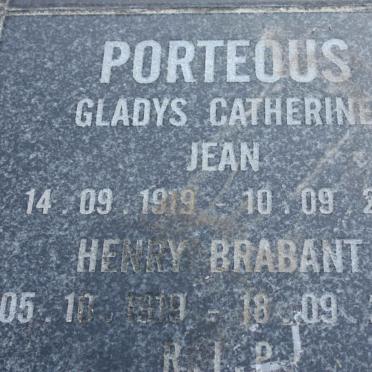 PORTEOUS Henry Brabant 1919-2002 &amp; Gladys Catherine Jean 1919-2001