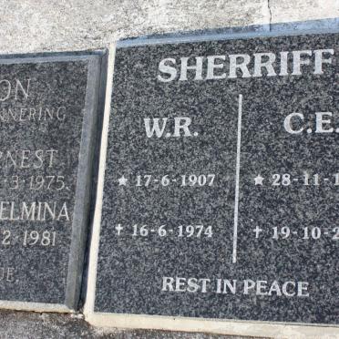 SHERRIFF W.R. 1907-1974 &amp; C.E. 1908-2001