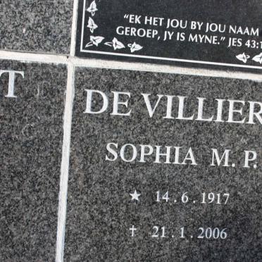 VILLIERS Sophia M.P., de 1917-2006