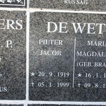 WET Pieter Jacob, de 1919-1999 &amp; Maria Magdalena BRAND 1918-1996