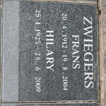 ZWIEGERS Frans 1912-2004 &amp; Hilary 1925-2009