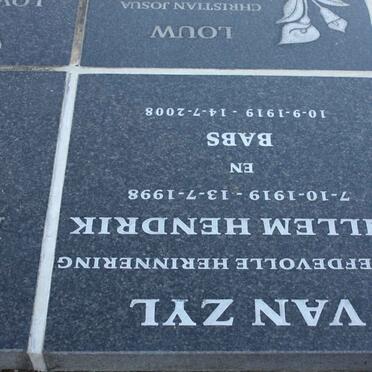 ZYL Willem Hendrik, van 1919-1998 &amp; Babs 1919-2008
