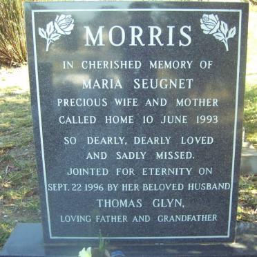 MORRIS Thomas Glyn -1996 &amp;  Maria Seugnet -1993