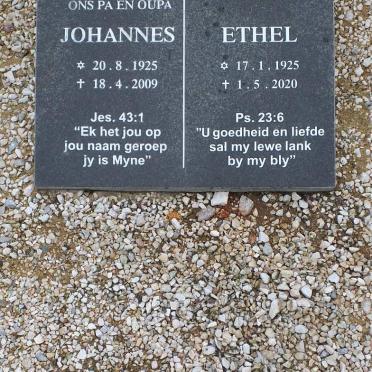 NIEUWOUDT Johannes 1925-2009 &amp; Ethel 1925-2020