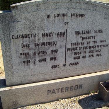 PATERSON William Hugh 1873-1963 &amp; Elizabeth Mary-Ann RAINSFORD 1883-19??