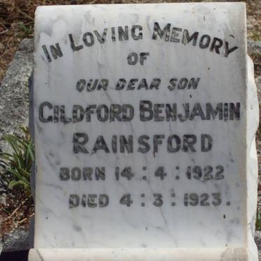 RAINSFORD Gildford Benjamin 1922-1923