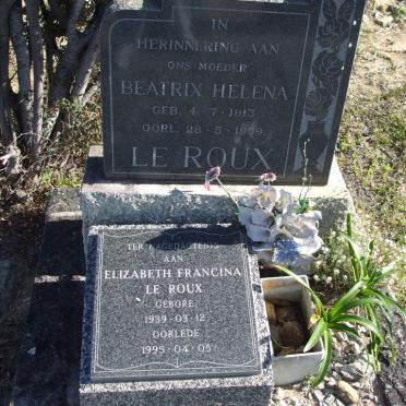 ROUX Beatrix Helena, le 1913-1959 ::  LE ROUX Elizabeth Francina 1939-1995