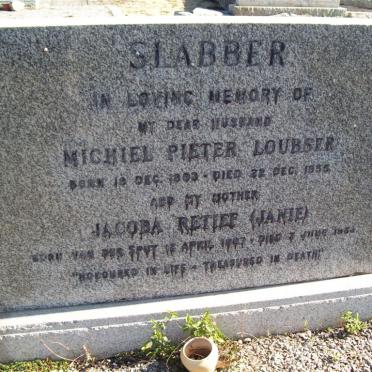SLABBER Michiel Pieter Loubser 1883-1955 &amp; Jacoba Retief  VAN DER SPUY 1887-1968