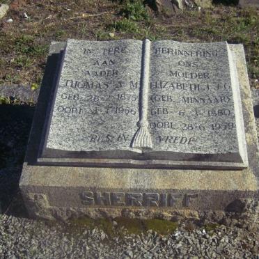 SHERRIFF Thomas A.M. 1875-1956 &amp; Elizabeth J.G. MINNAAR 1880-1959