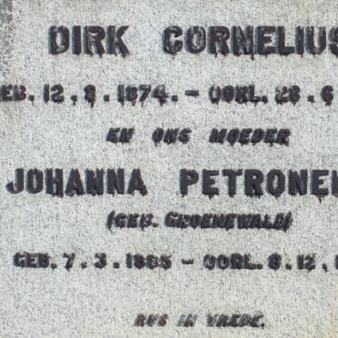 SWART Dirk Cornelius 1874-1948 &amp; Johanna Petronella GROENEWALD 1885-1954