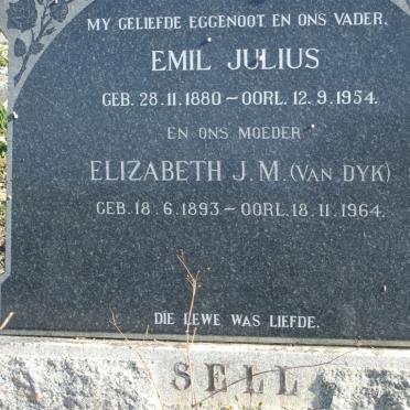 SELL Emil Julius 1880-1954 &amp; Elizabeth J.M. VAN DYK 1893-1964