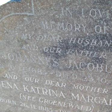 SWANEPOEL Johannes Jacobus 1884-1957 &amp; Helena Katrina Margareta GROENEWALD 1885-1960 