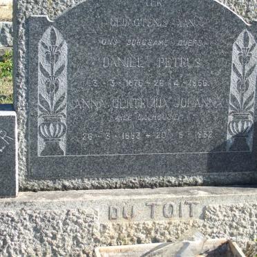 TOIT Daniel Petrus, du 1875-1956 &amp; Anna Gertruida Johanna DALHOUSIE 1883-1932