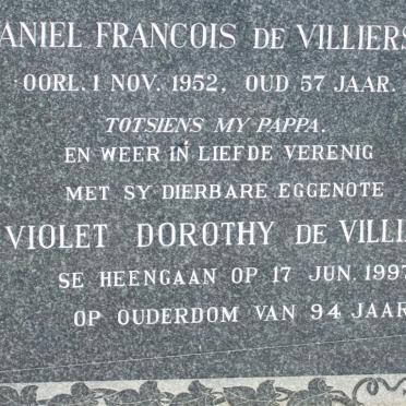 VILLIERS Daniel Francois, de -1952 &amp; Violet Dorothy -1997