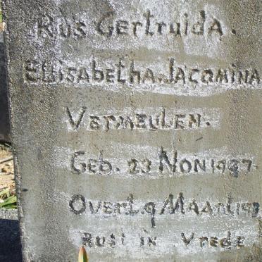 VERMEULEN Gertruida Elisabeth Jacomina 1937-193?