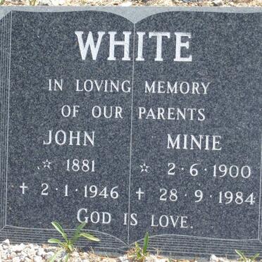 WHITE John 1881-1946 &amp; Minie 1900-1984