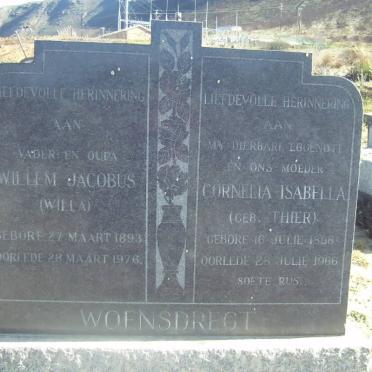 WOENSDREGT Willem Jacobus 1893-1976 &amp; Cornelia Isabella THIER 1898-1966