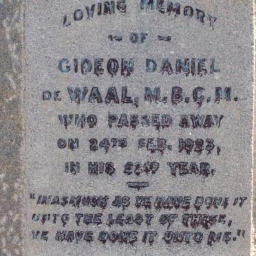 WAAL Gideon Daniel, de -1923