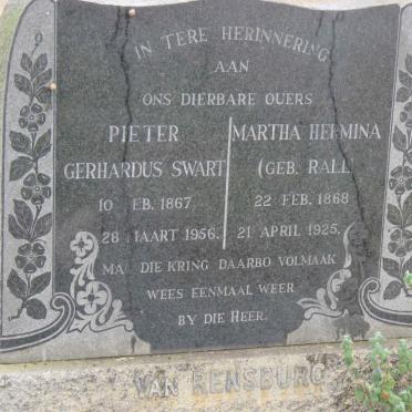 RENSBURG Pieter Gerhardus Swart, van 1869-1956 &amp; Martha Hermina RALL 1868-1925