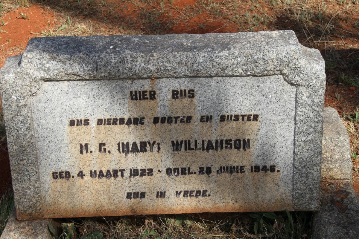 WILLIAMSON M.G. 1922-1946