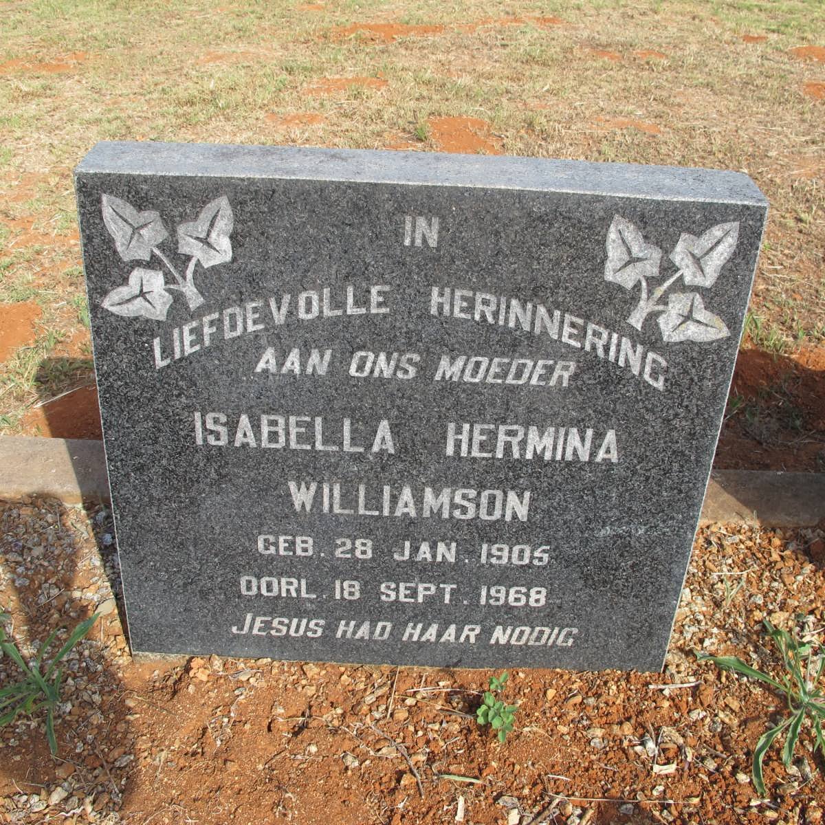 WILLIAMSON Isabella Hermina 1905-1968