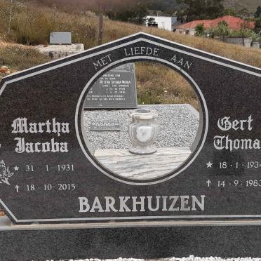 BARKHUIZEN Gert Thomas 1934-1983 &amp; Martha Jacoba 1931-2015