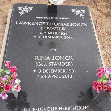 JONCK Lawrence Thomas 1928-2016 &amp; Rina STANDER 1931-2013