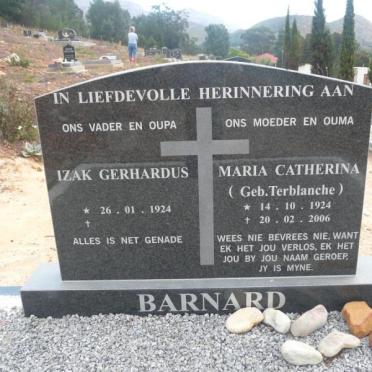 BARNARD Izak Gerhardus 1924- &amp; Maria Catherina TERBLANCHE 1924-2006