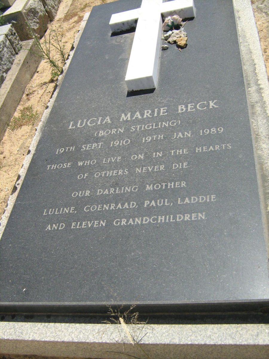 BECK Lucia Marie nee STIGLING 1910-1989