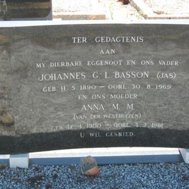 BASSON Johannes G.L. 1890-1969 &amp; Anna M.M. VAN DER WESTHUIZEN 1900-1981
