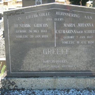 GREEFF Hendrik Gideon 1883-1959 &amp; Maria Johanna Catharina SCHREUDER 1887-1956