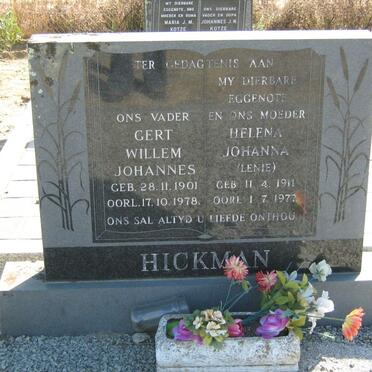 HICKMAN Gert Willem Johannes 1901-1978 &amp; Helena Johanna 1911-1972