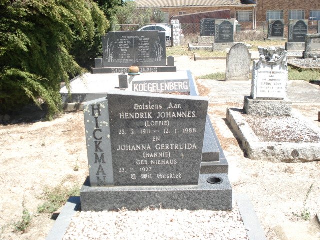 HICKMAN Hendrik Johannes 1911-1988 &amp; Johanna Gertruida NIEHAUS 1927-