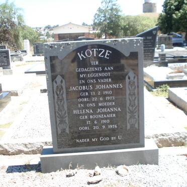 KOTZE Jacobus Johannes 1910-1973 &amp; Helena Johanna BOONZAAIER 1910-1976