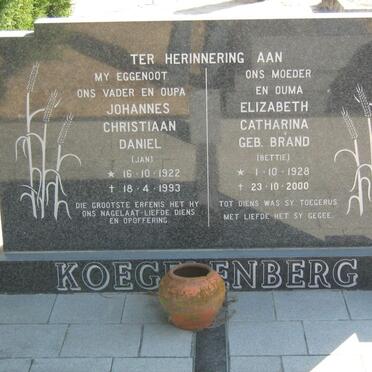 KOEGELENBERG Johannes Christiaan Daniel 1922-1993 &amp; Elizabeth Catharina BRAND 1928-2000