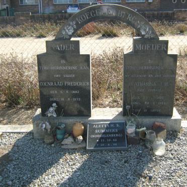 KOEGELENBERG Coenraad Frederick 1882-1972 &amp; Catharina J.H. THIART 1885 -1964 :: SUMMERS Aletta H.S. nee KOEGELENBERG 1962-19
