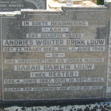 LOUW Andries Wouter Brink 1862-1949 &amp; Sarah Hamlin BESTER 1867-1946