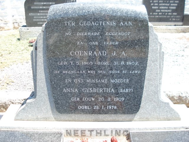 NEETHLING Coenraad J.A. 1905-1952 &amp; Anna Gysbertha LOUW 1909-1978