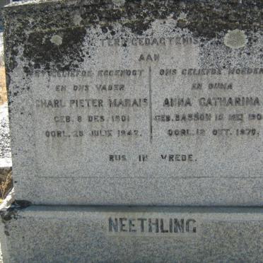 NEETHLING Charl Pieter Marais 1901-1942 &amp; Anna Catharina BASSON 1904-1970