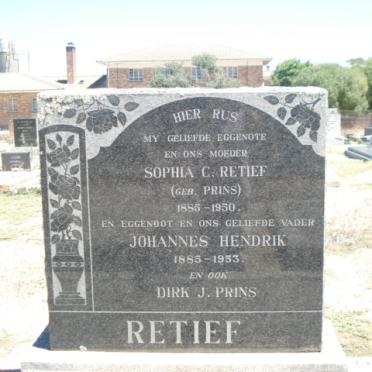 RETIEF Johannes Hendrik 1885-1953 &amp; Sophia C. PRINS 1885-1950 :: PRINS Dirk J.