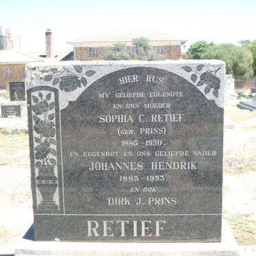 RETIEF Johannes Hendrik 1885-1953 &amp; Sophia C. PRINS 1885-1950 :: PRINS Dirk J.
